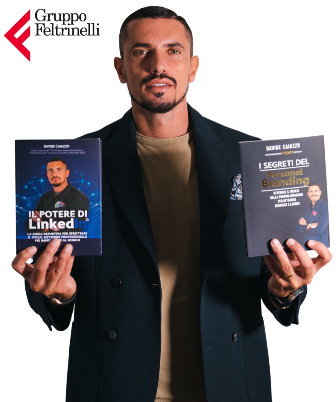 Davide Caiazzo con i libri Il Potere di LinkedIn e I Segreti del Personal Branding, Gruppo Feltrinelli